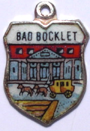 BAD BOCKLET, Germany - Vintage Silver Enamel Travel Shield Charm